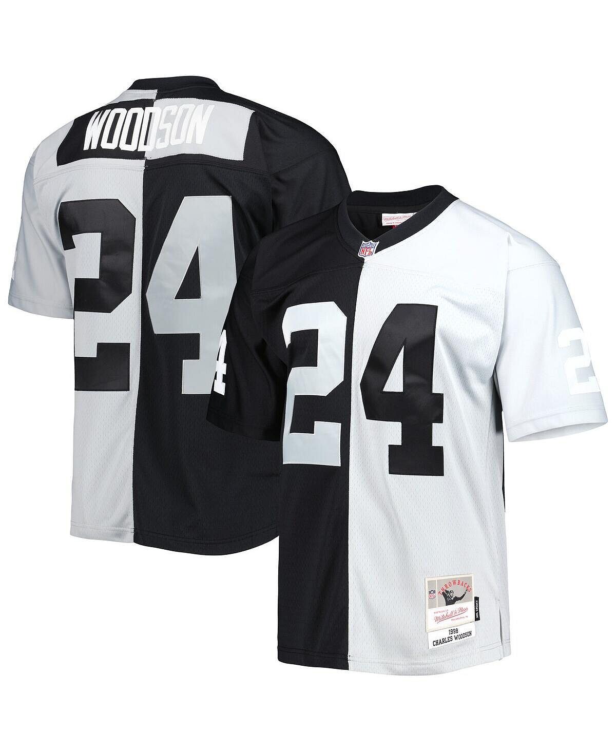 

Футболка Mitchell & Ness charles woodson black and silver las vegas raiders 1998 split legacy, мультиколор