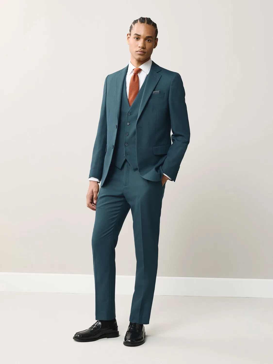 Жилет Textured Suit Waistcoat Next, Teal Blue — фото 2
