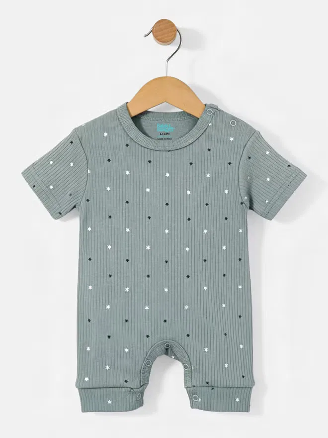 Боди-комбинезон с принтом из рубчатого хлопка, Babies Basic, зеленый — фото 4