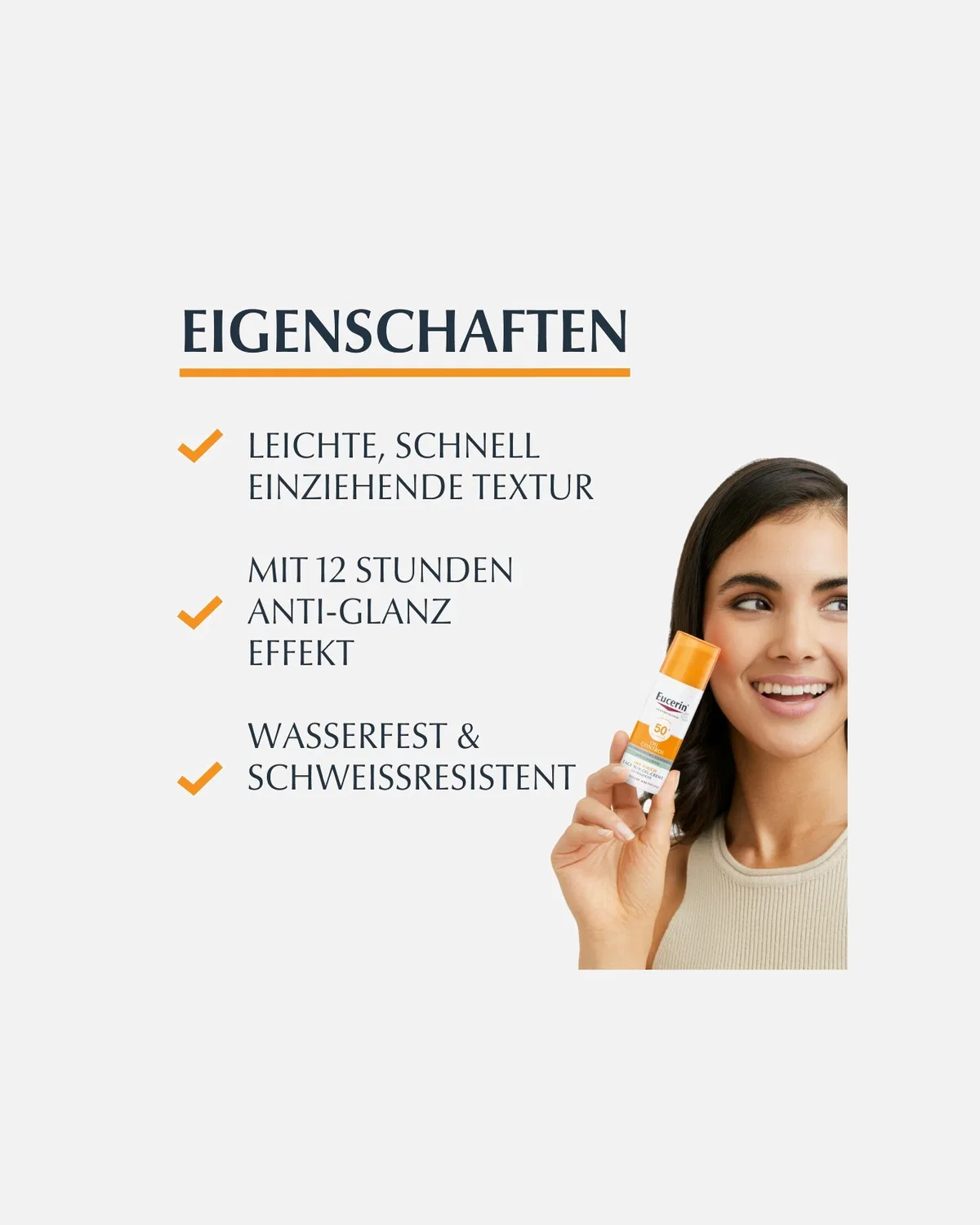 Солнцезащитный крем-гель для лица с SPF 50+, контролирующий жирность кожи лица Eucerin, 50 Ml — фото 2