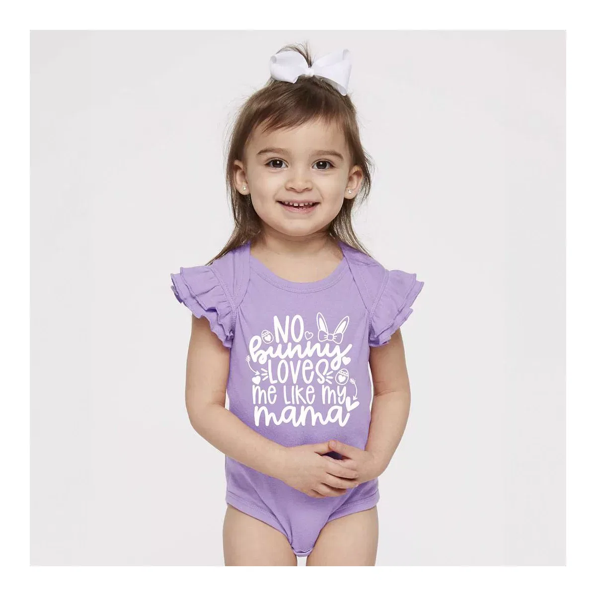 Детское боди с бабочковым рукавом с принтом No Bunny Loves Me Like Mama The Juniper Shop, Lavender — фото 2