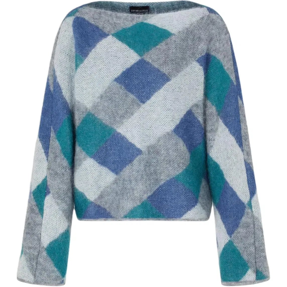 Женский джемпер с лодочным вырезом, с узором, Emporio Armani, Gray
