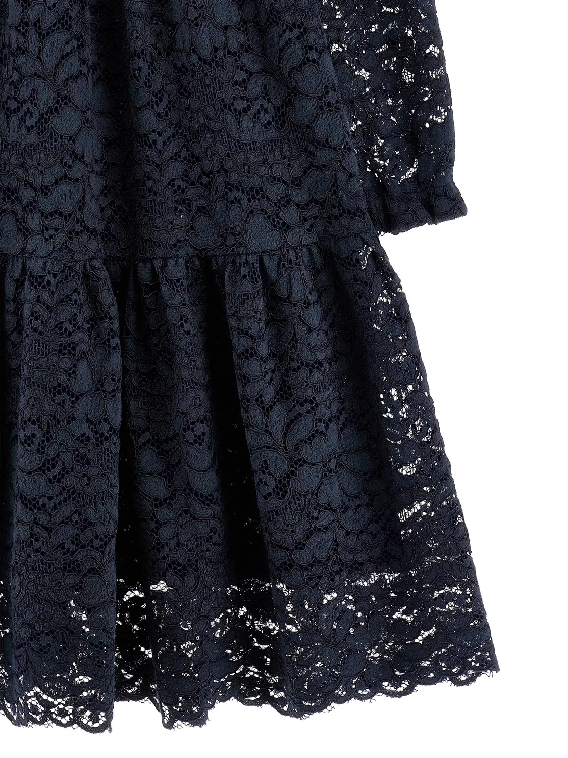 Многоярусное платье с цветочным кружевом Ermanno Scervino Junior, синий — фото 3