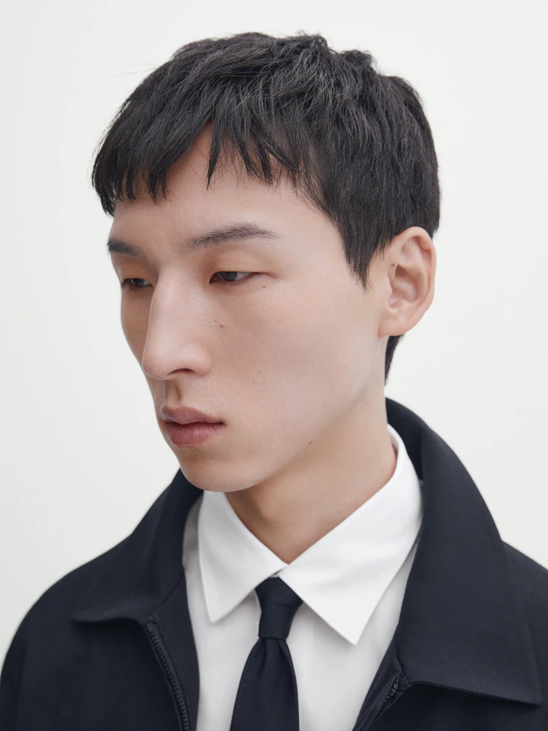 Рубашка узкого кроя из хлопкового поплина Massimo Dutti, белый — фото 3