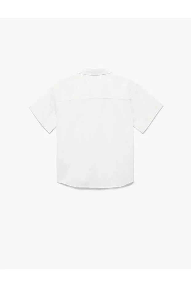 Детская рубашка для мальчиков хлопковая Cotton Classic Collar Short Sleeve Shirt Koton, White — фото 2