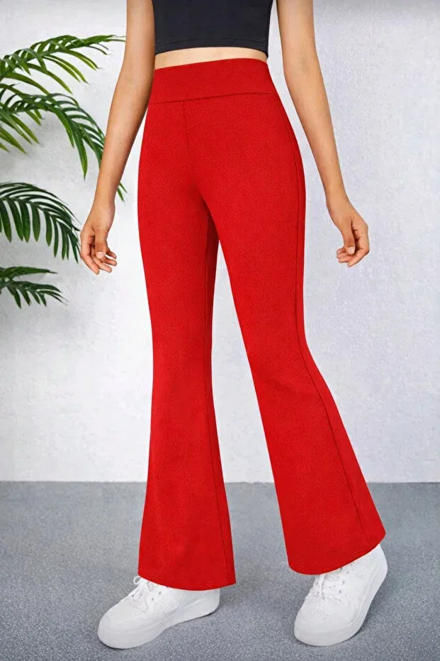 Детские леггинсы для девочек с завышенной талией Mrdn Moda, Red — фото 3