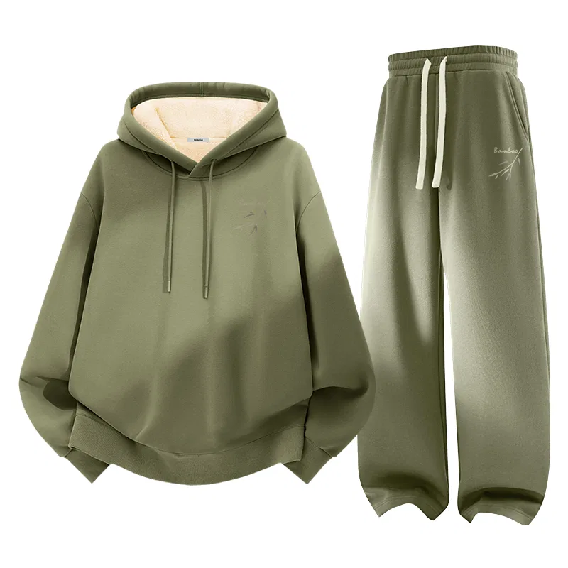Детский комплект свитшотов с капюшоном MINISO, Heather Gray (B Bamboo Shadow Breeze Chest Logo)+Heather Gray (B Bamboo Shadow Breeze Pants Logo) — фото 4
