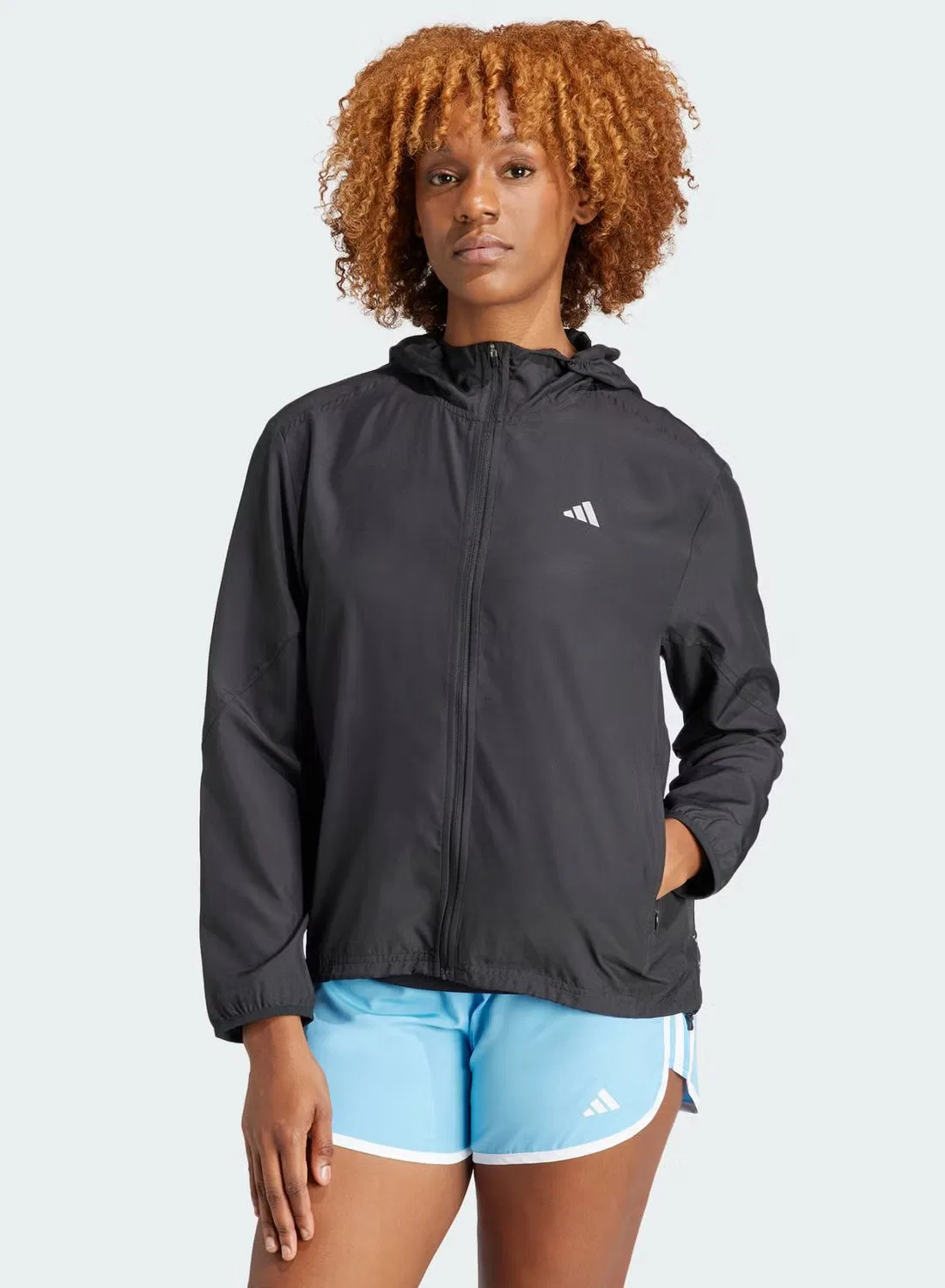 Куртка беговая с капюшоном Run It Adidas, черный