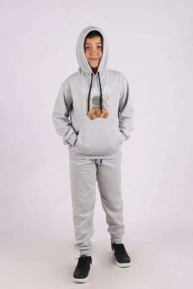 Детский спортивный комплект для мальчиков с принтом Nasa space hooded men's tracksuit set Armicem, Gray — фото 2