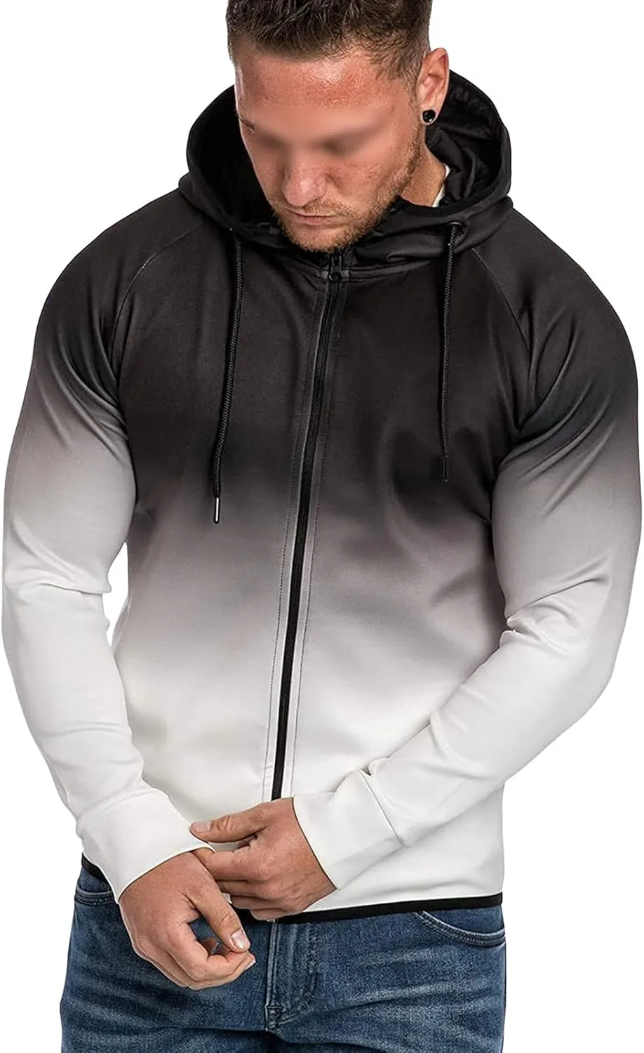 

Мужской спортивный кардиган с капюшоном DGHM-JLMY, градиентная 3D печать, молния