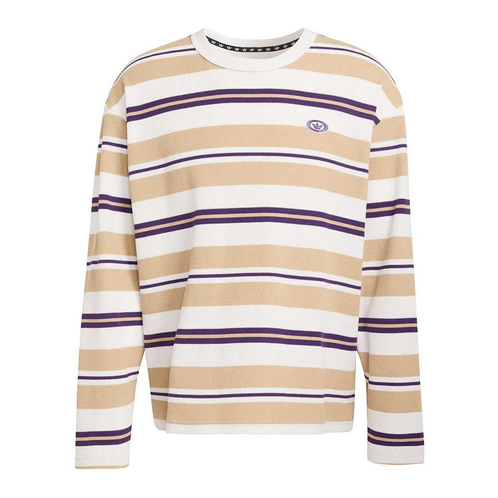 Футболка с длинным рукавом adidas Originals 90S Alternative Sport Stripe Waffle, бежевый — фото 3