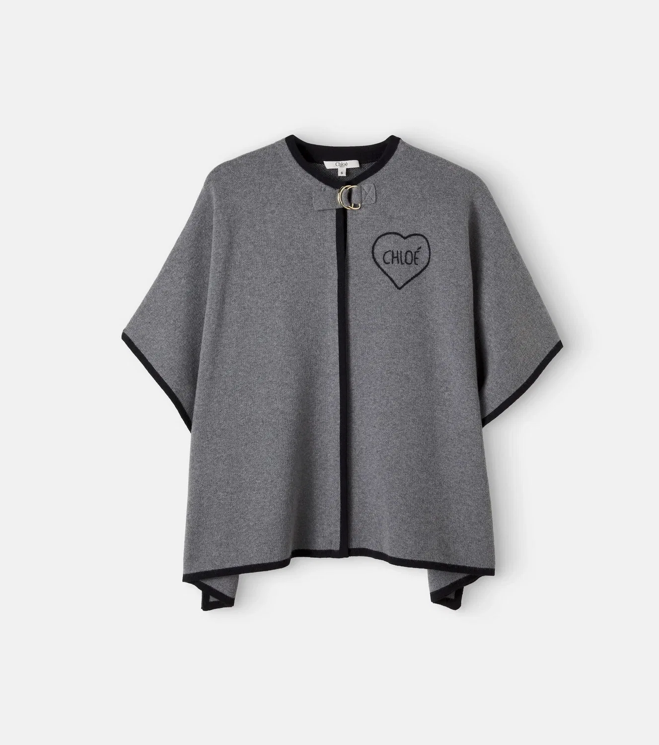 Накидка хлопковая и шерстяная Chloé Kids, серый