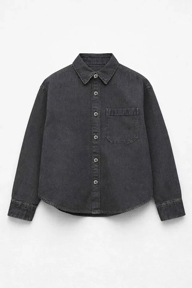 Детская джинсовая рубашка с длинным рукавом Laciel Prs, Black