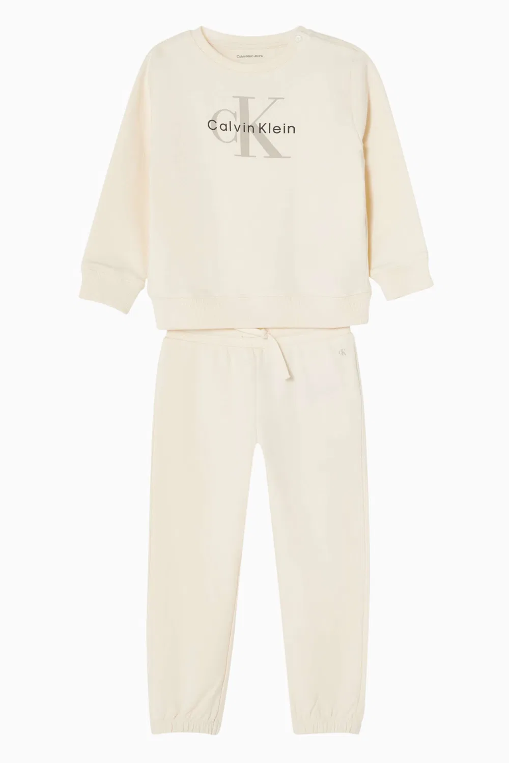 Комплект из свитшота и штанов хлопковый с логотипом Calvin Klein, белый