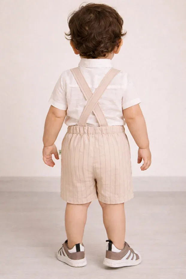 Детский комбинезон для мальчиков с коротким рукавом Mika Bebek & Çocuk, Beige — фото 3