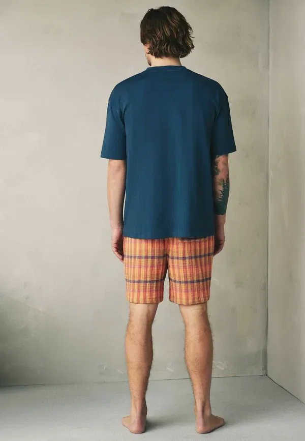 Комплект пижамы, хлопок, Set Next navy blue, orange, темно-синий/оранжевый — фото 2