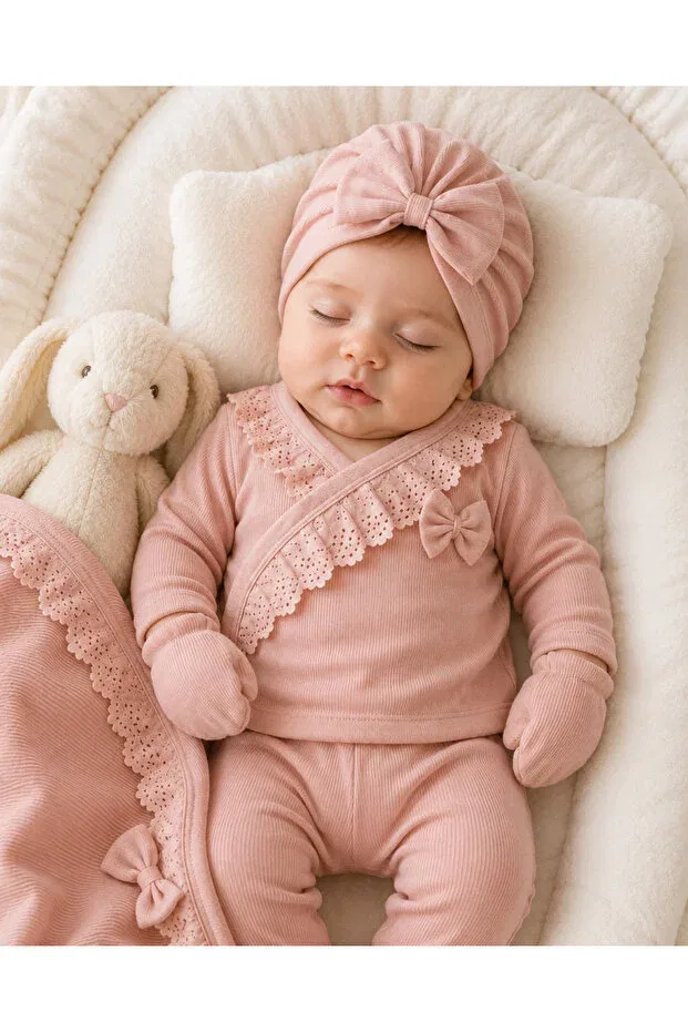 Детский комплект одежды для новорожденных девочек хлопковый Miapolixa, Rose Dry — фото 3