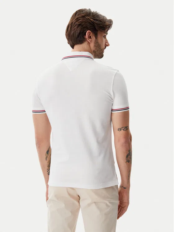 Поло slim fit Tipped Tommy Hilfiger, белый — фото 3