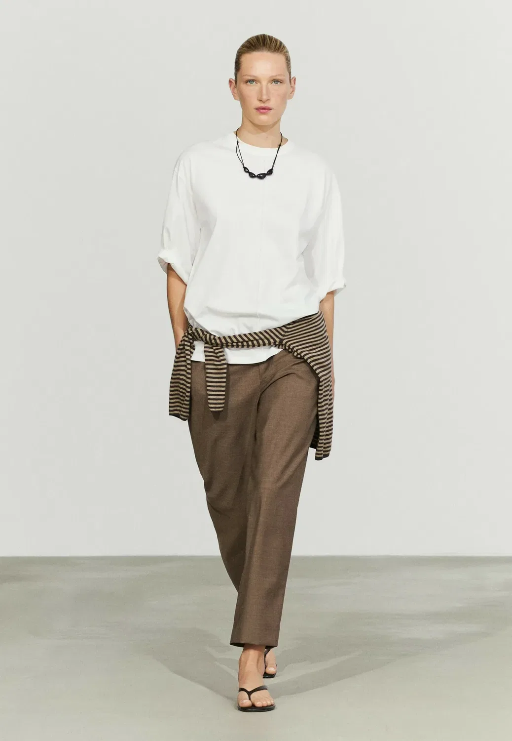 Топ с длинными рукавами Massimo Dutti, White — фото 2