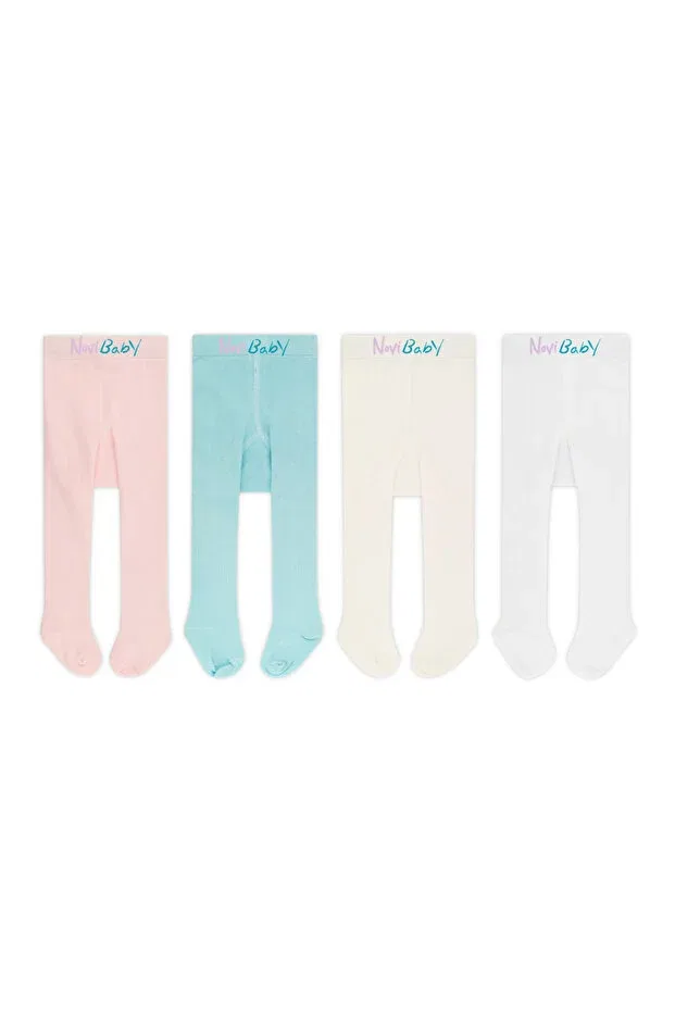 Детские колготки хлопковые 4 шт Novibaby, Pink Blue Ecru White
