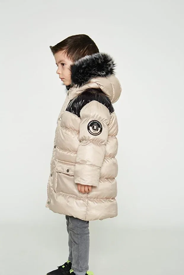 Детское пальто для девочек с капюшоном Benitto Kids, Beige — фото 2