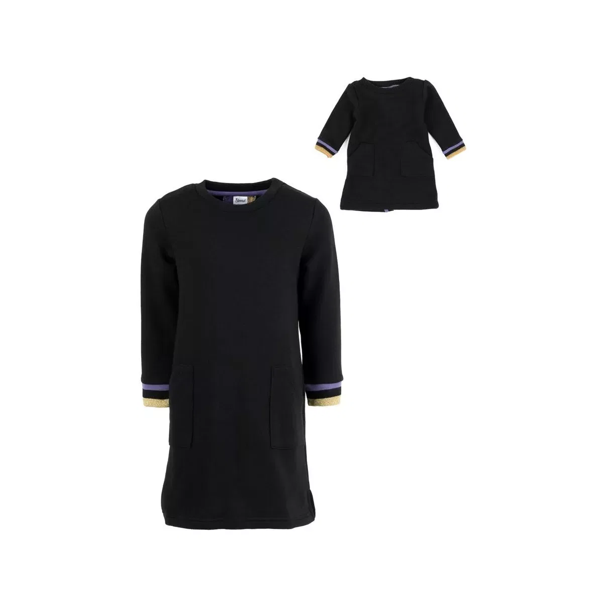 Детское платье из футера для девочек с длинным рукавом LEVERET, Black — фото 2