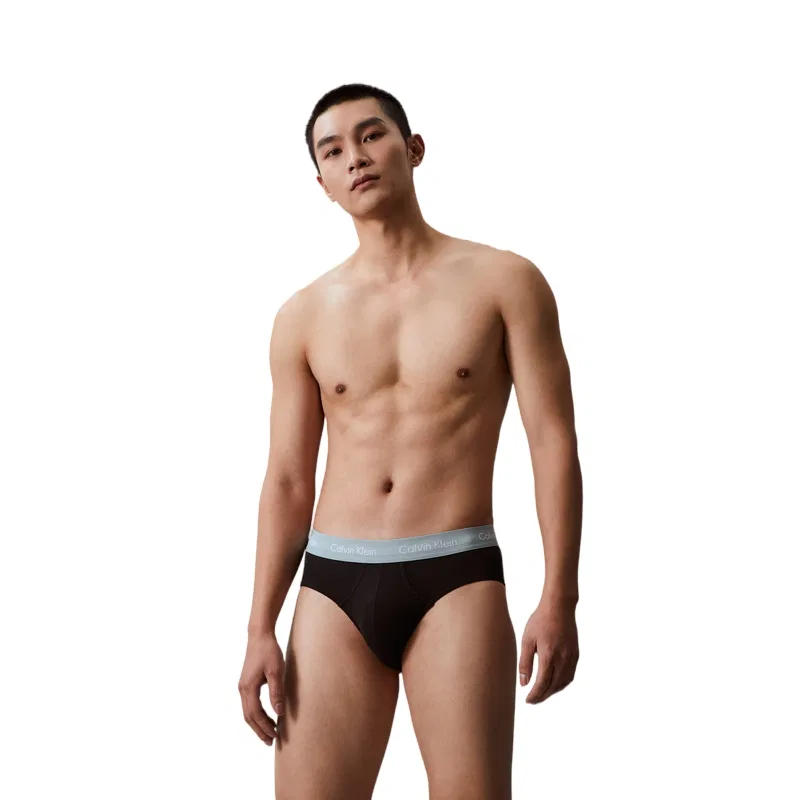Мужской комплект трусов 3 шт Calvin Klein, VXQ-Black Base Pink Waistband/Black Sole Light Blue Waistband/Black Sole Dark Blue Waistband — фото 4