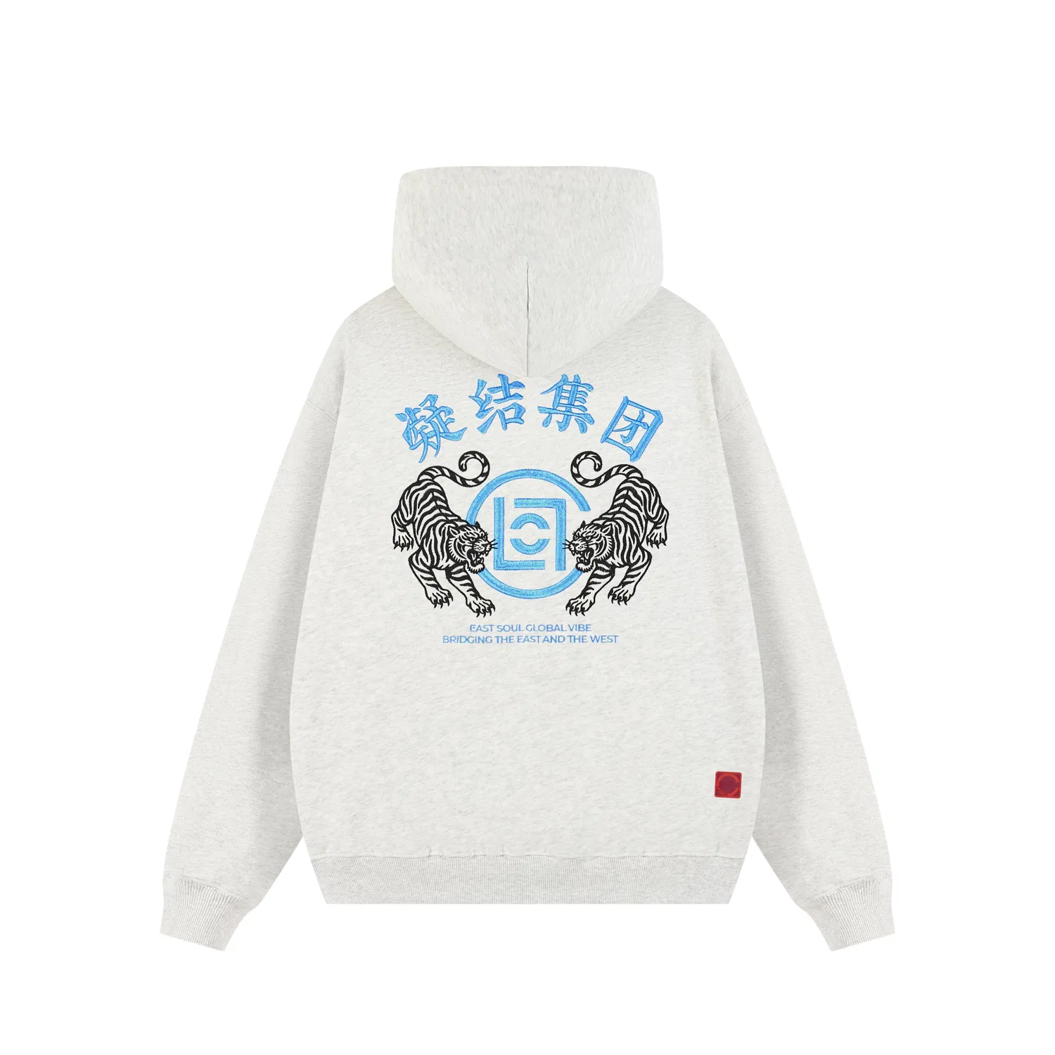 Детский худи с капюшоном прямого кроя CLOT, White Heather Gray Blue Embroidery