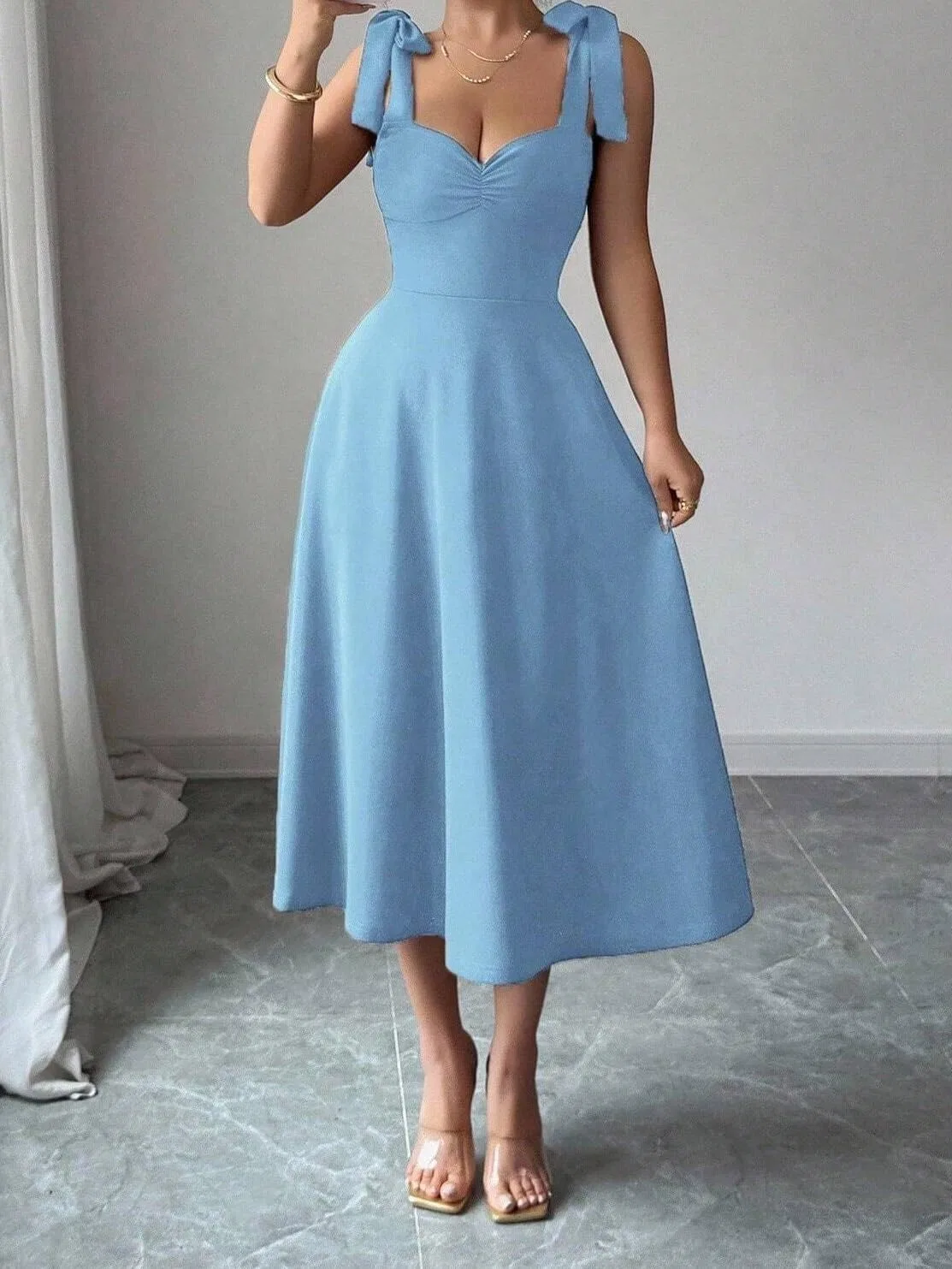 Женское A-силуэта платье-комбинация Sleeveless, Baby Blue — фото 4