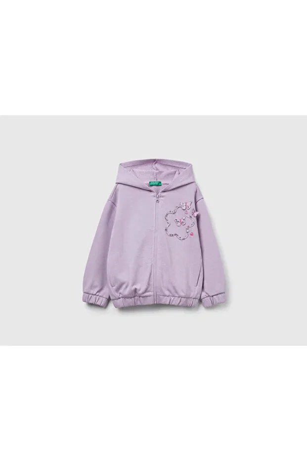 Детские свитшот для девочек с капюшоном United Colors Of Benetton, Lila