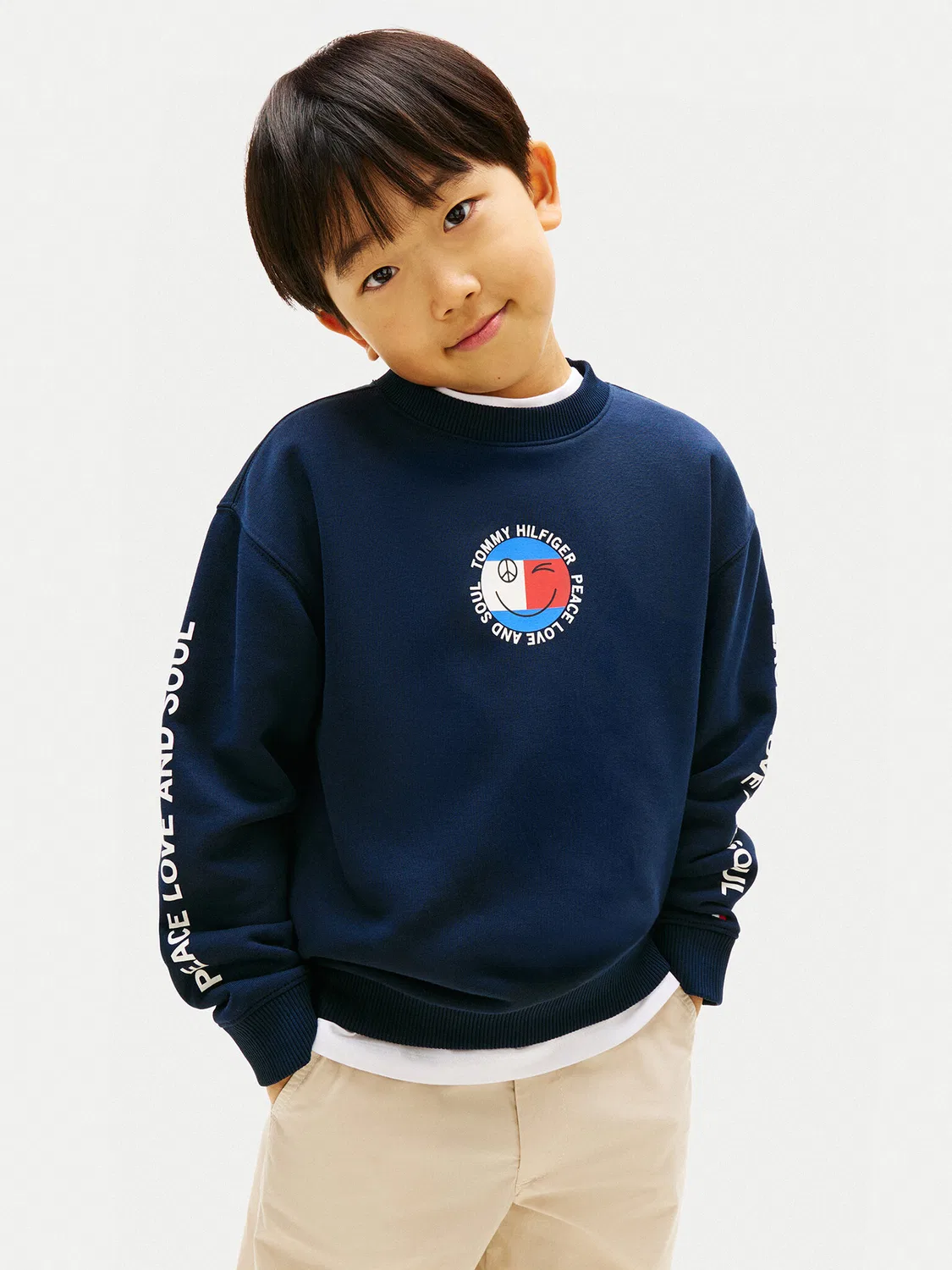 Толстовка стандартного кроя для мальчика Smiley Flag Tommy Hilfiger, темно-синий