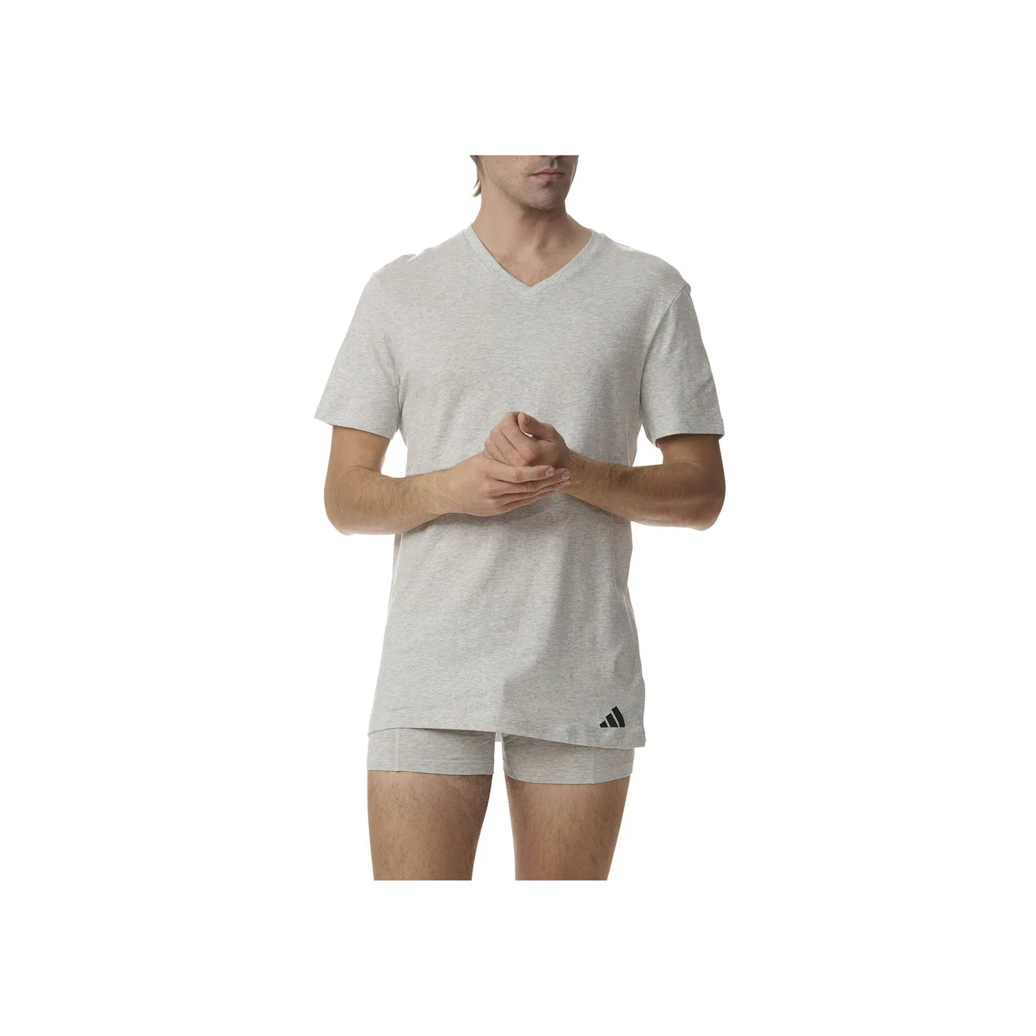 Мужские футболки с V-образным вырезом в наборе из 3 штук Adidas Originals, White/Black/Grey — фото 2