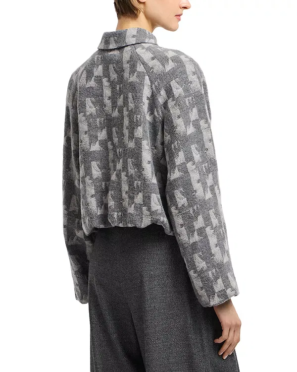 Женская куртка с геометрическим жаккардом Emporio Armani, Grey/Putty — фото 3