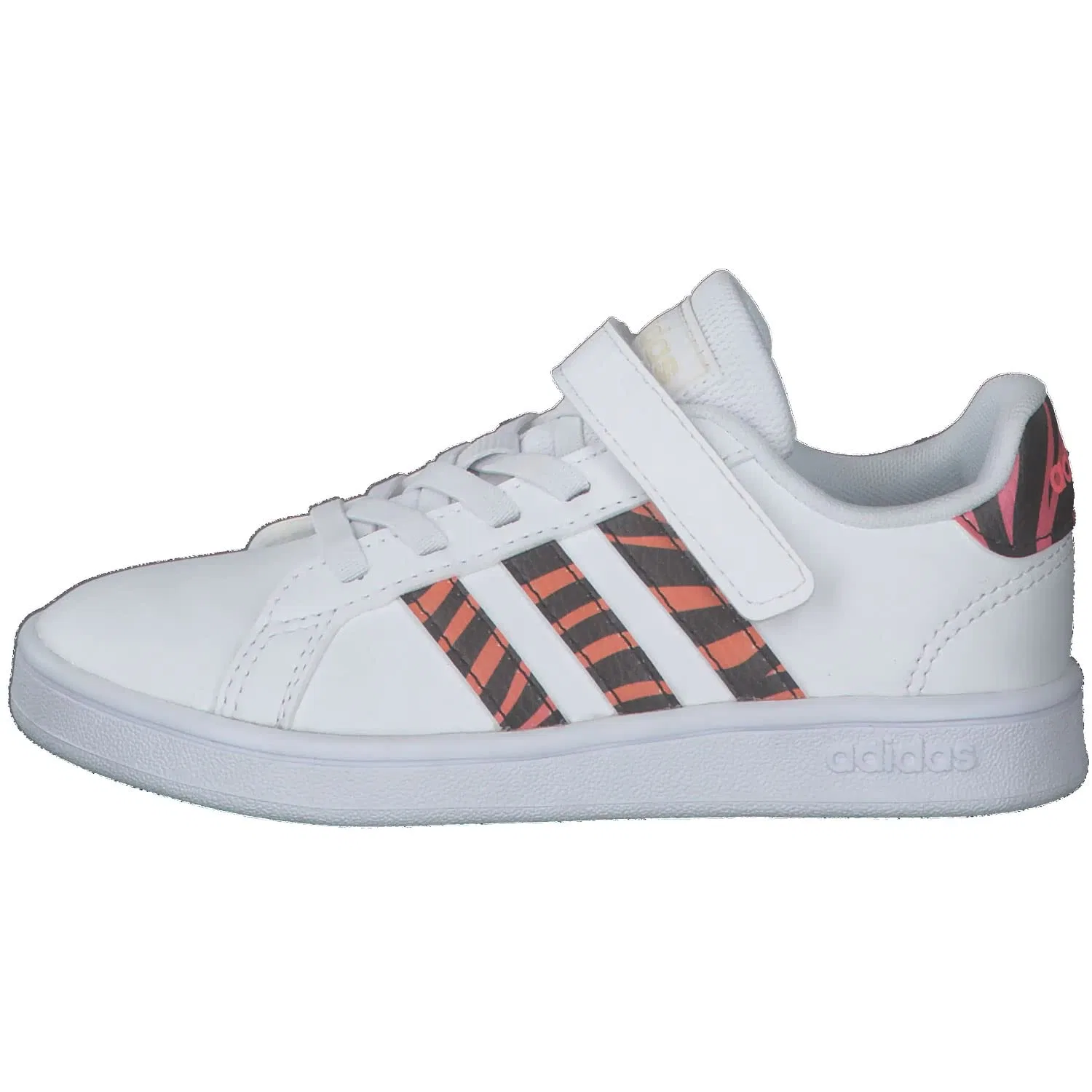 Детские кроссовки для мальчиков с принтом Grand Court El C Adidas, White Core Black Acid Red — фото 2