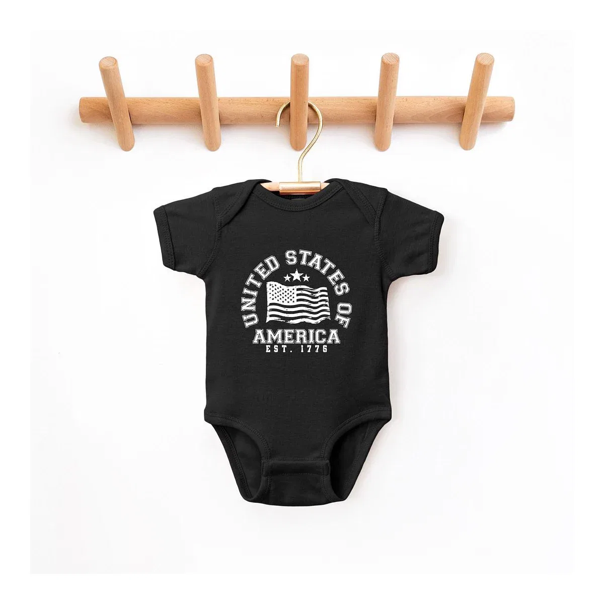 Детское боди с коротким рукавом USA Flag Circle The Juniper Shop, Black