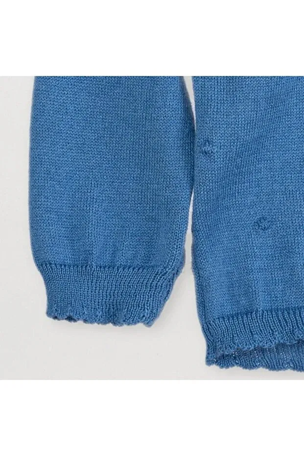 Детский кардиган для девочек с помпонами Minora, Indigo — фото 4