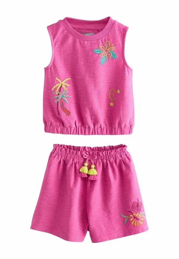 Комплект из жилета и шорт с вышивкой, Regular fit, Next, розовый — фото 4