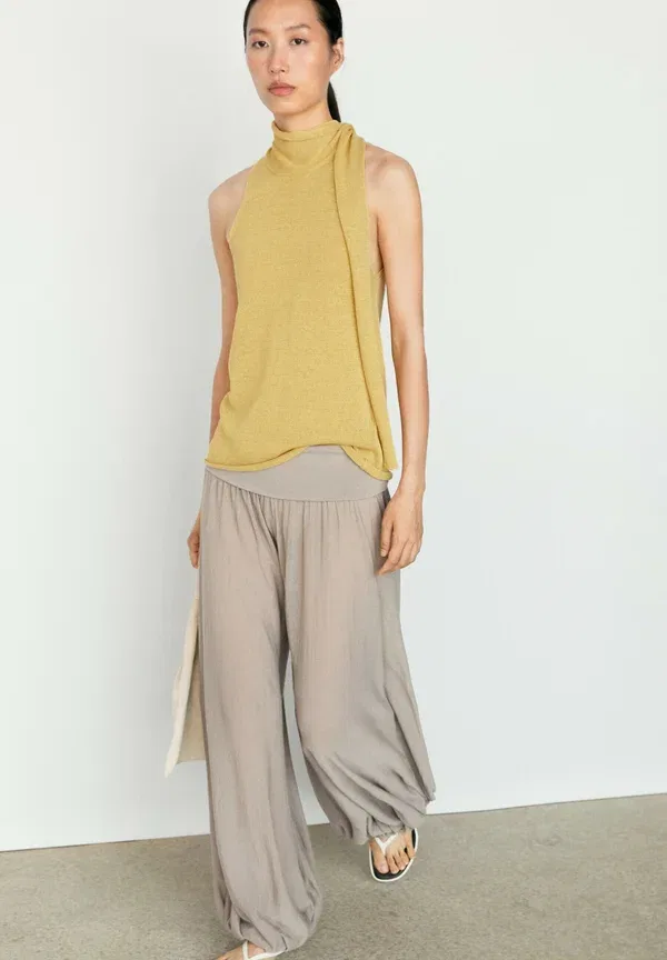 Топ хлопковый Massimo Dutti Neon Yellow, желтый — фото 4
