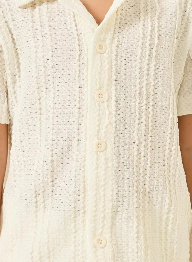 Styli Рубашка с коротким рукавом из жаккарда, белый — фото 4