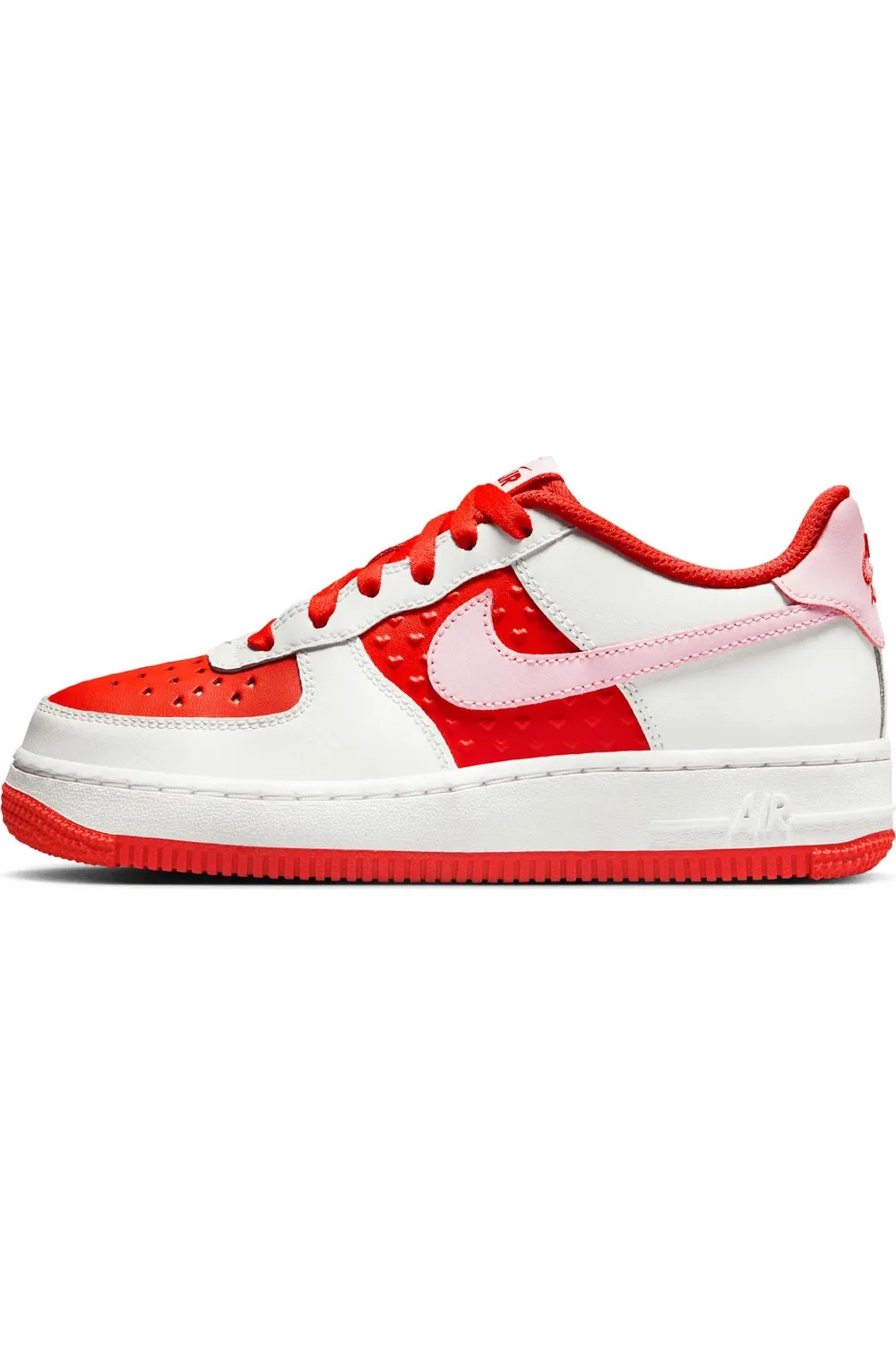 Детские баскетбольные кроссовки с амортизацией Nike Air Force 1, White/Crimson/Red/Pink — фото 2