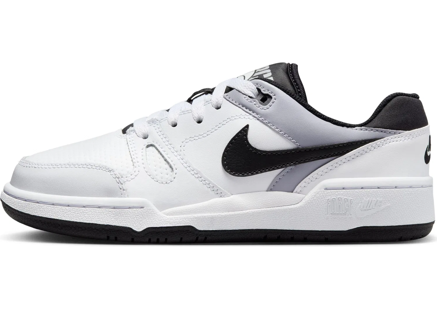 Детские кроссовки для мальчиков с кожаным верхом Full Force Gs NIKE, White Black Pewter