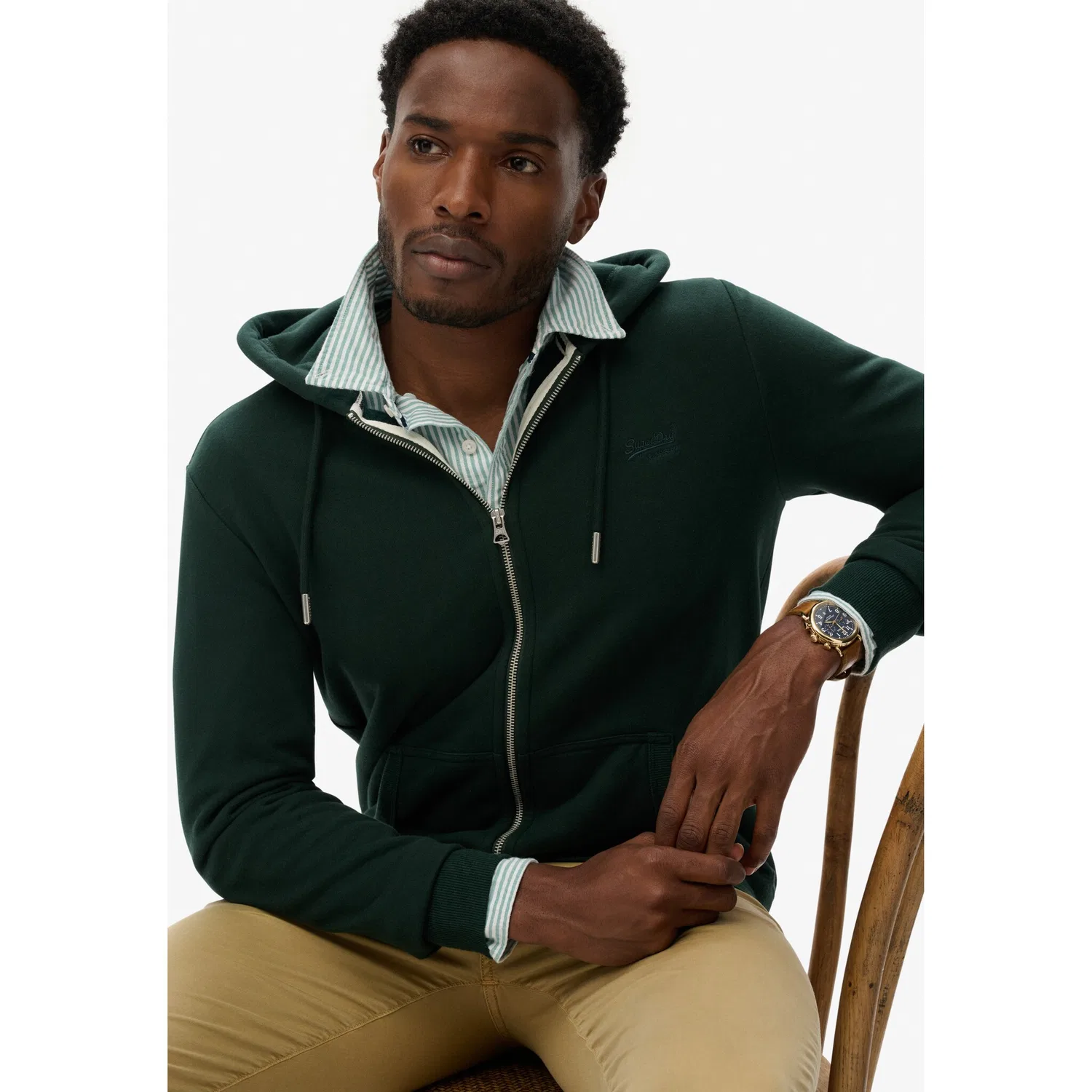 Мужская капюзонная толстовка с логотипом Superdry, Forest Green — фото 2
