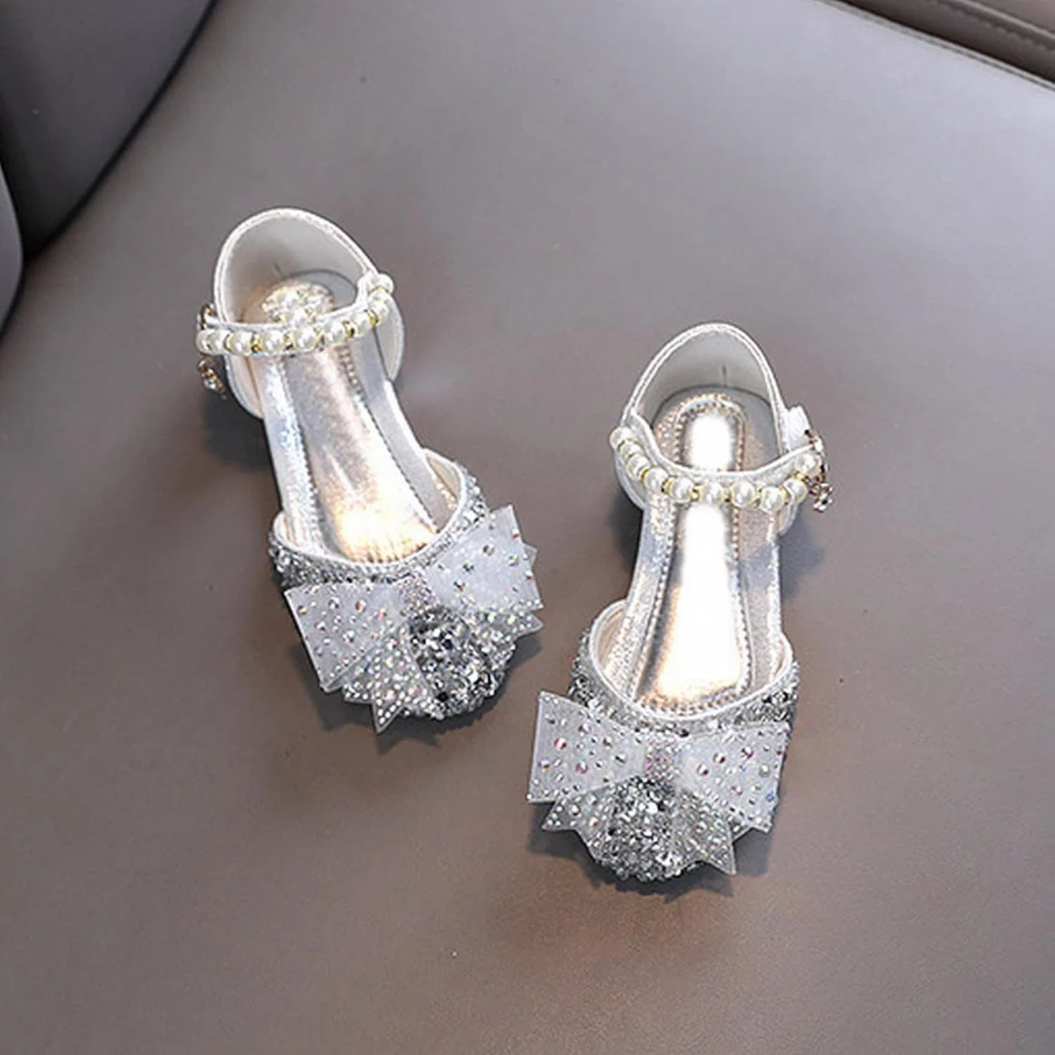 Детские туфли для девочек с принтом Princess Girls LED Jelly Dress Shoes, White — фото 4