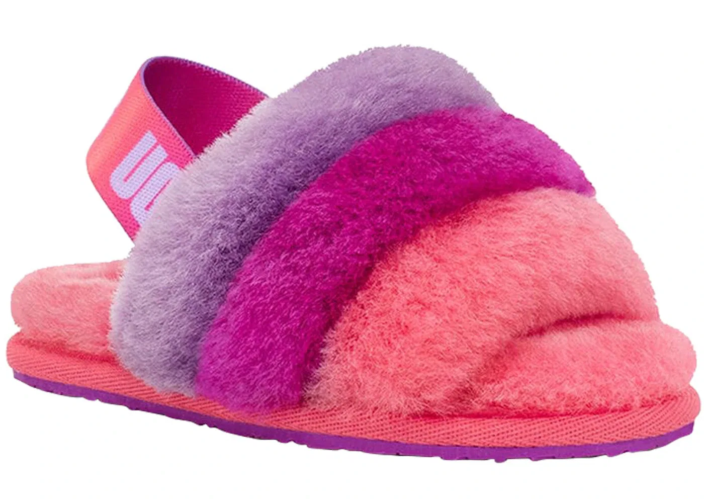 Детские шлепанцы UGG Fluff Yeah Slide, Purple Rainbow — фото 2