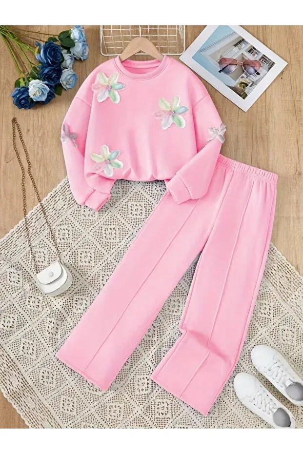Детский комплект спортивного костюма для девочек с бантом Happy bebbee Mtl, Pink