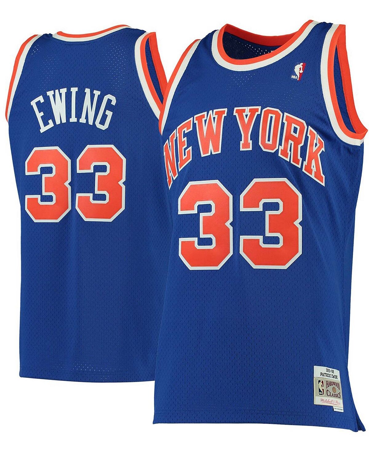 

Мужская синяя футболка new york knicks 1991-92 hardwood classics swingman от патрика юинга Mitchell & Ness, синий