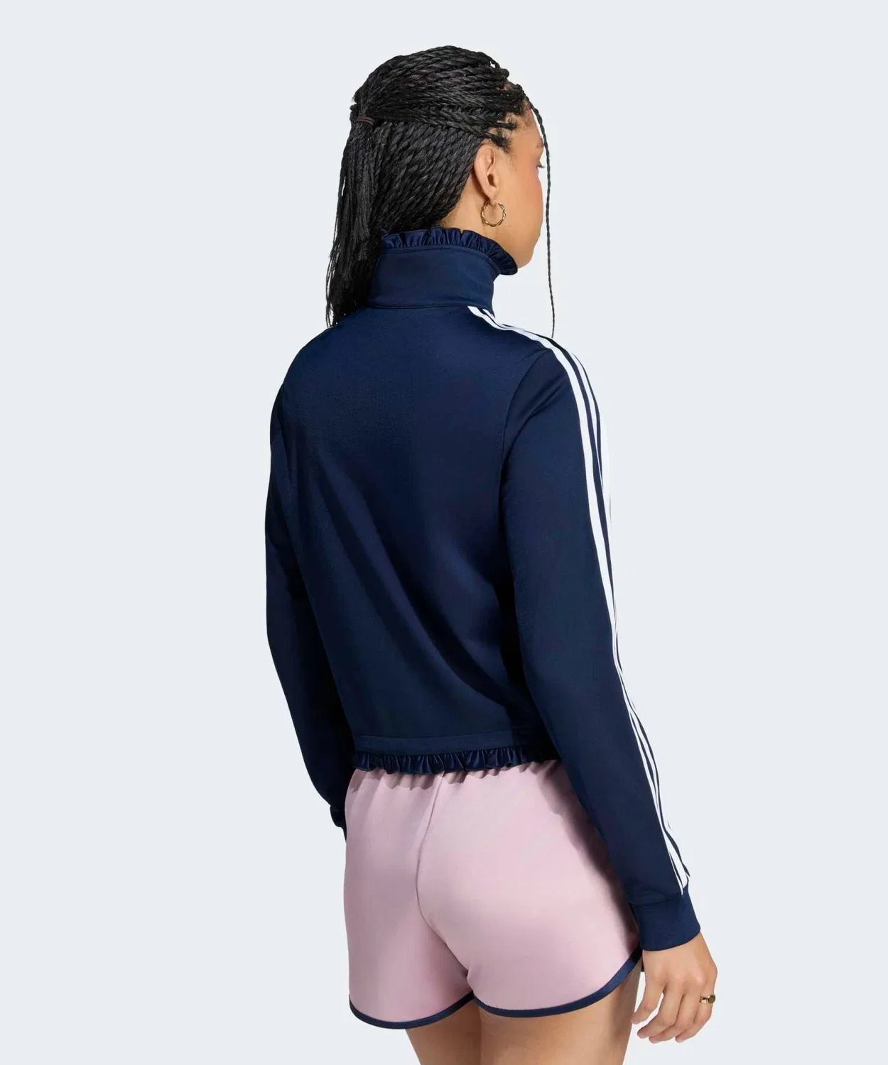 Женский топ-трак с плиссировкой, модель Pleated Firebird Adidas Originals, Navy — фото 2