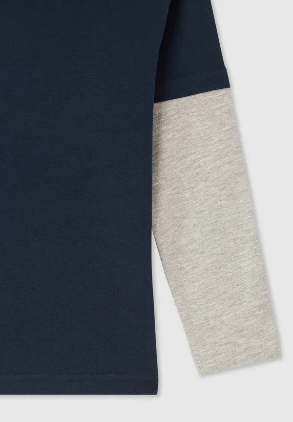 Футболка с длинным рукавом из хлопка Bicolor Terranova, Blu Denim Scuro, синий — фото 4