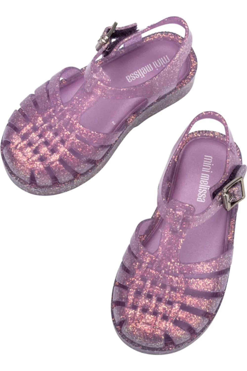 Сандалии детские на липучке Mini Posses Mini Melissa, Glitter Lilac — фото 3