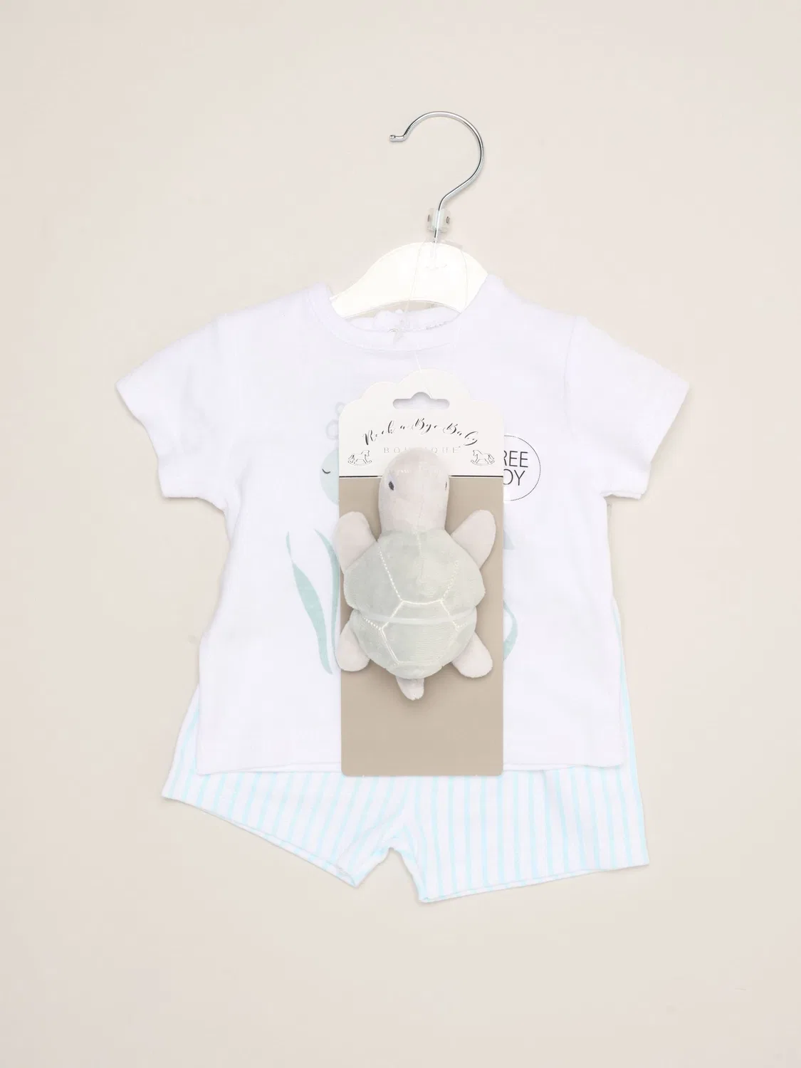 Комплект из футболки и шорт с динозавром Rock-A-Bye Baby Boutique, белый — фото 2